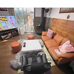 Tatami Room & Living Room Equipped With Multinational Tv And Fire, Bbq Corner In Tokyo Downtown House