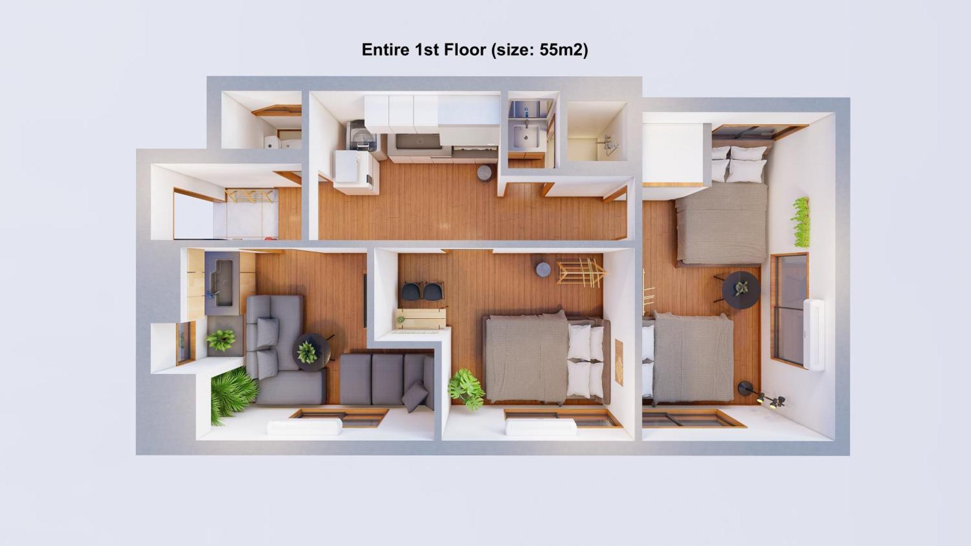 Apartment 3 Bedrooms House In Food Heaven Area *