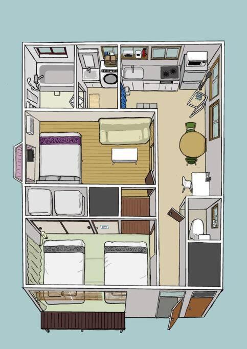New！貸切アパート２dk４４㎡　駅２分渋谷駅電車１５分　コンビニ公園５秒dベッド３台高速wifi *